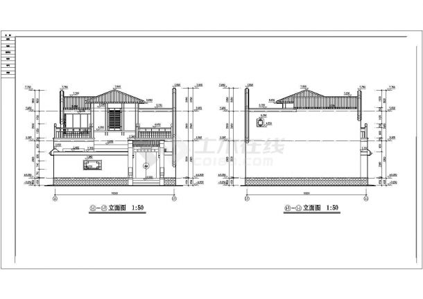 中式风格二层舒适带车库新农村房屋建筑设计图-图一