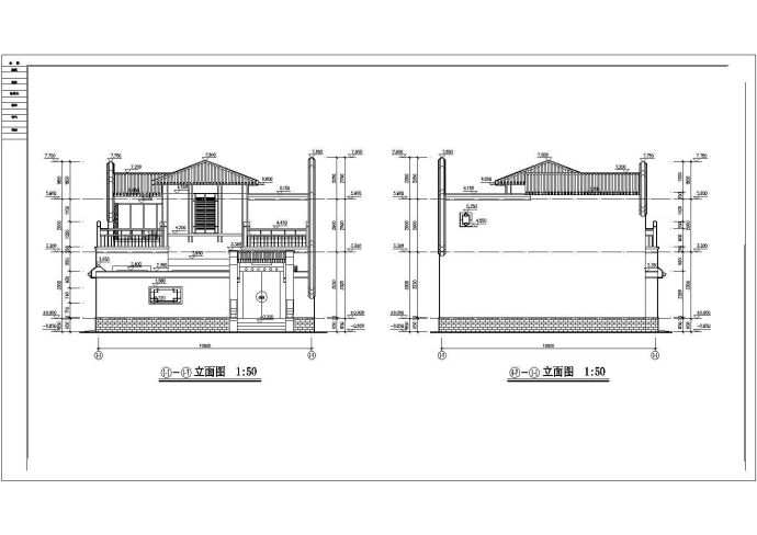 中式风格二层舒适带车库新农村房屋建筑设计图_图1