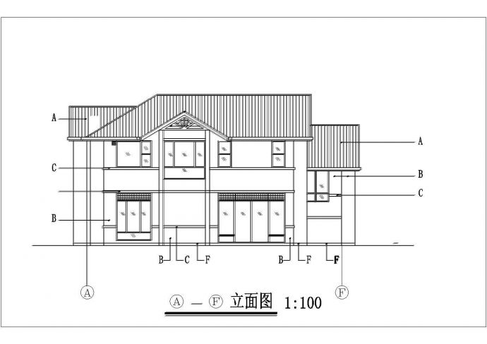中式风格带地下室游泳池二层半别墅建筑设计图_图1
