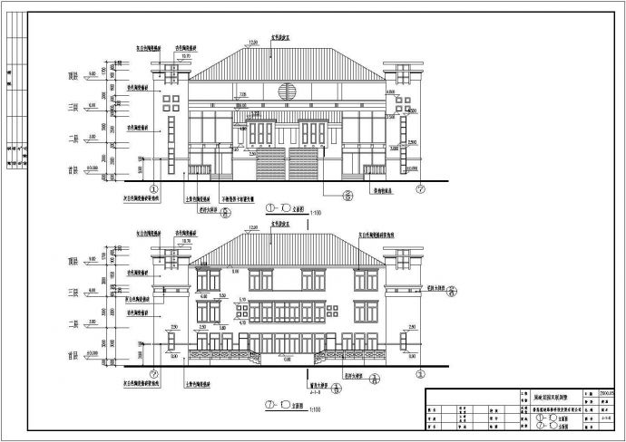 带休闲露台三层高档双拼自建小洋楼建筑设计CAD图纸_图1