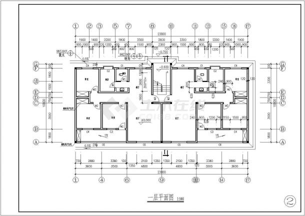 某四层砌体结构中学教工住宅楼建筑施工图-图二