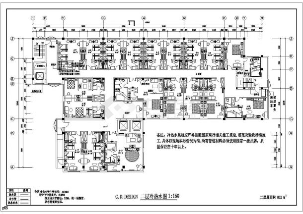 某地六层建筑生活广场给排水施工图-图一