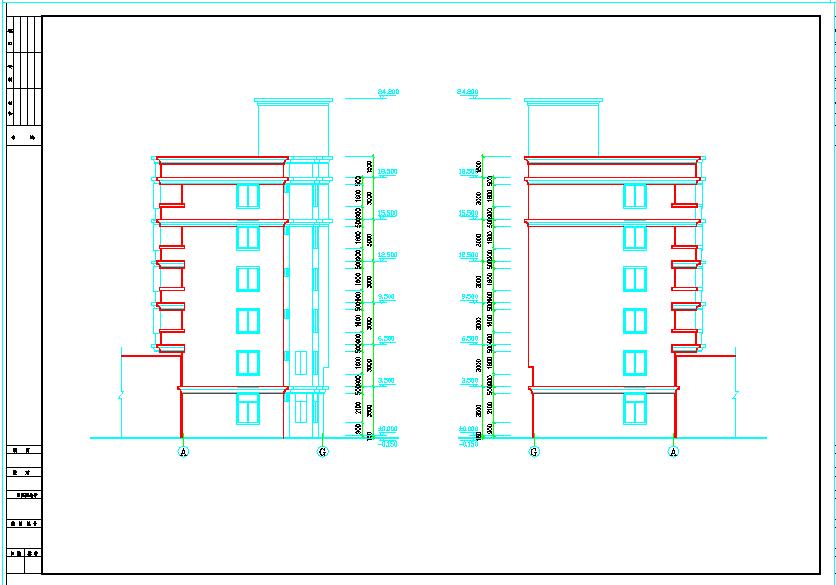 框架六层平屋顶楼房建筑设计施工图