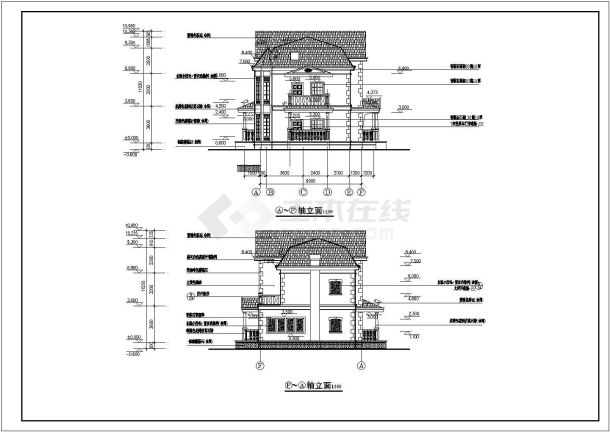 精美欧式三层别墅建筑设计方案图纸-图一