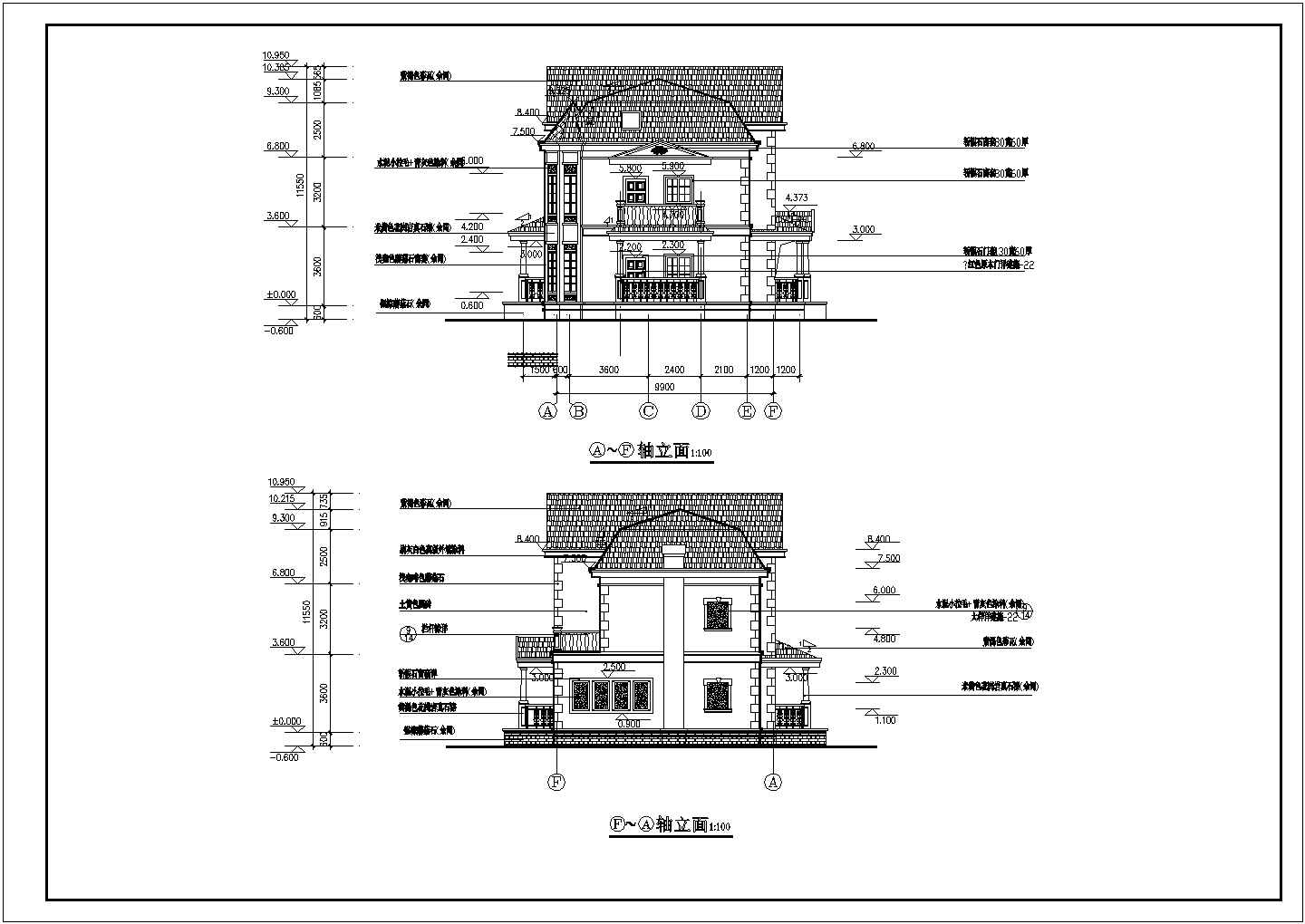 精美欧式三层别墅建筑设计方案图纸