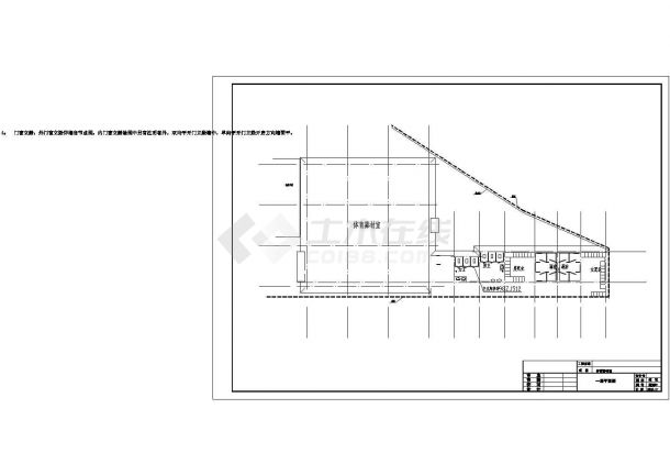 某568平米学校二层体育器材室建筑施工图纸-图一