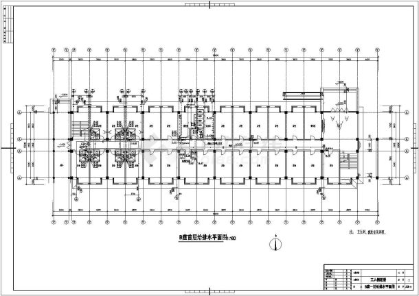 某地工厂宿舍楼给排水系统平面施工图-图二