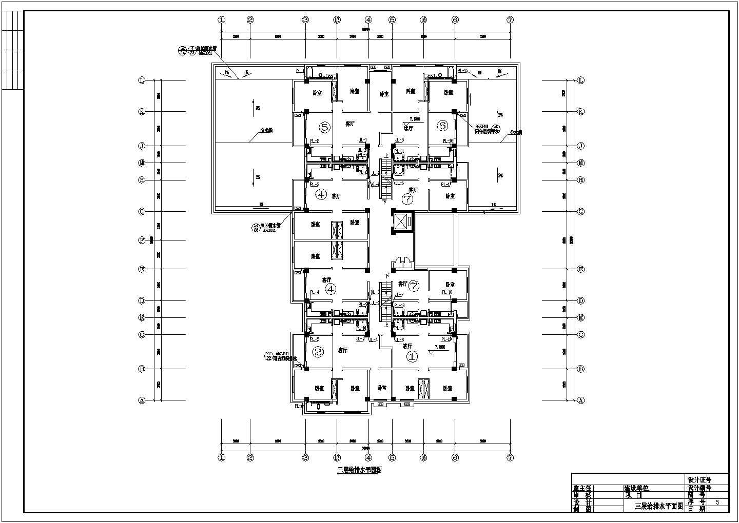 某地多层建筑楼整套给排水系统施工图