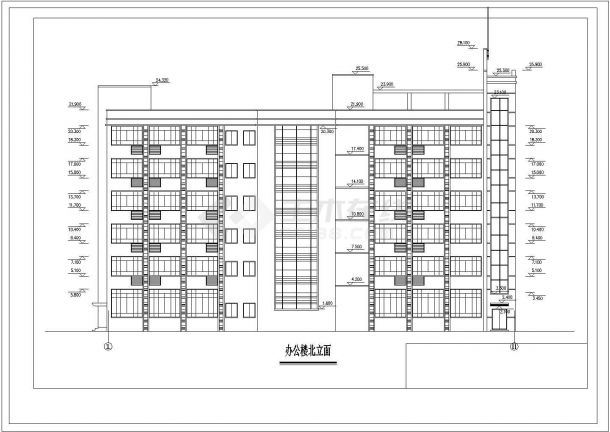 浙江某6层框架办公楼建筑结构图-图二