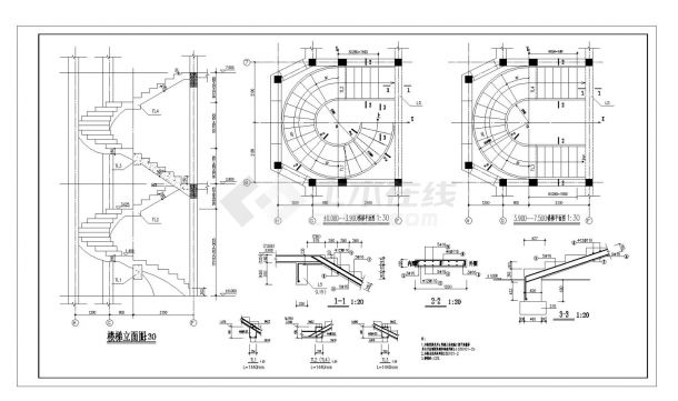 某城市别墅螺旋楼梯节点构造设计CAD规划详图-图一