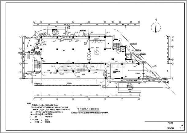 某地学生公寓楼给排水施工设计图纸-图一