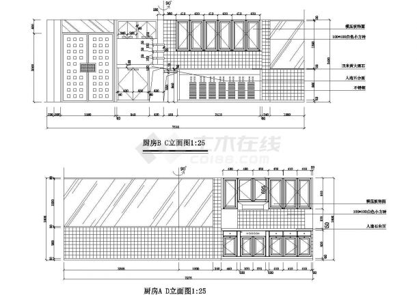 某城市住宅3室2厅2卫装修设计图纸-图一