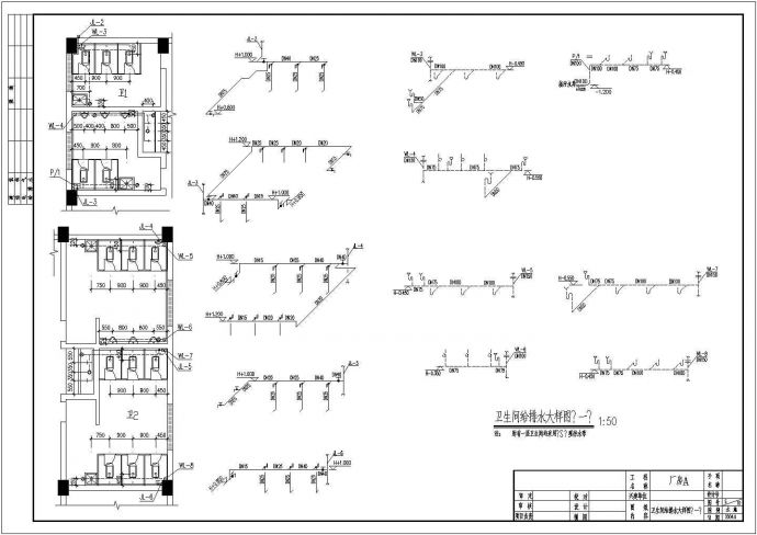 某地工厂厂房建筑给排水设计平面图纸_图1