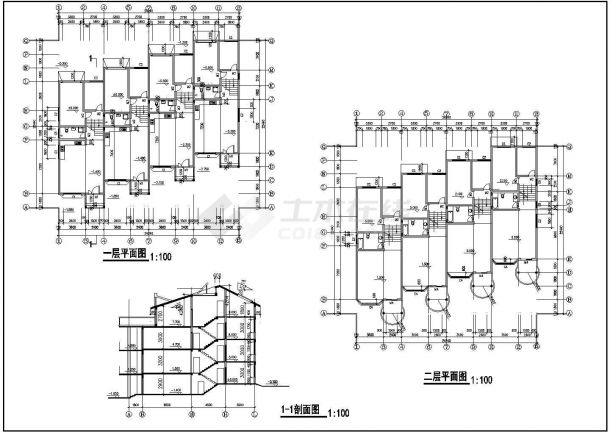 欧式风格4户联排自建房屋建筑设计图纸-图二