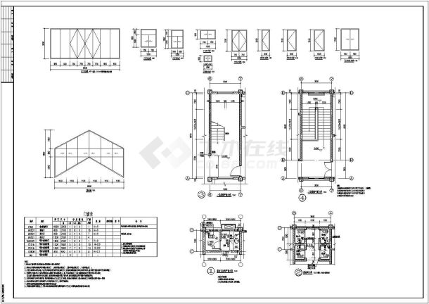 某地服务区建筑设计图纸（共9张）-图二