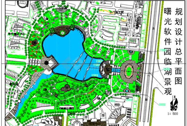 曙光软件园临湖景观园林绿化平面设计图-图一