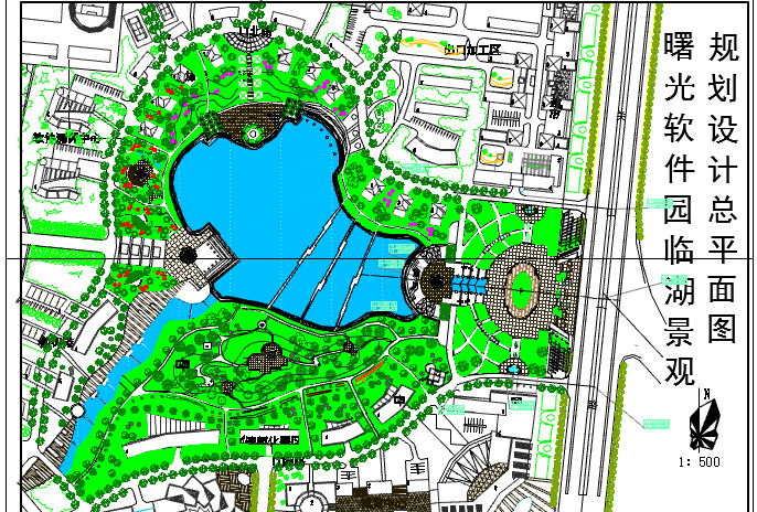 曙光软件园临湖景观园林绿化平面设计图_图1