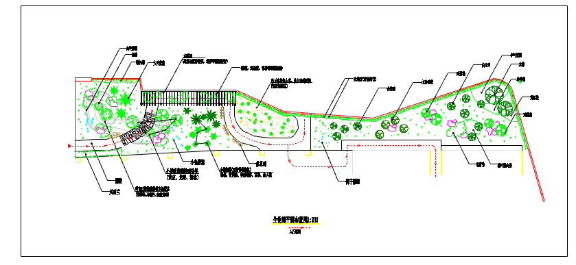 某地小型生物廊景观园林平面设计图