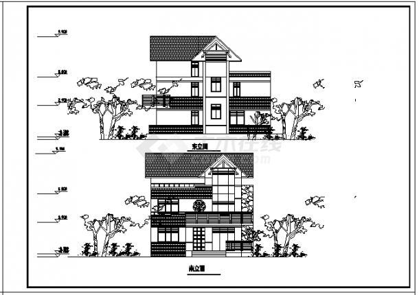 某3层独栋别墅设计图纸（共4张）-图一