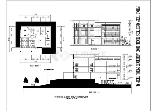 三层现代风格小区幼儿园建筑施工图-图二