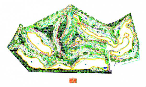 某地大型双山高尔夫球场绿化设计施工图-图一