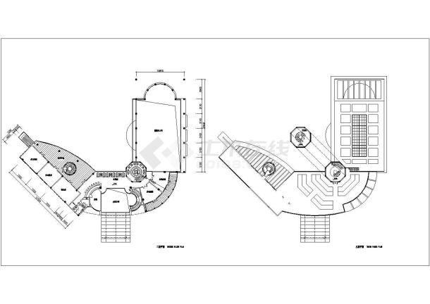 某地带旋转楼梯高档会所建筑设计图纸-图二