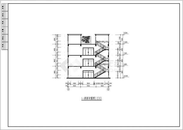 三层框架结构综合楼小型建筑施工设计图-图二