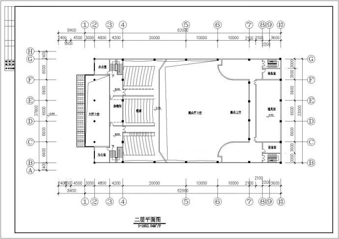 [云南]某中学二层桁架结构礼堂建筑方案图（高12米）_图1