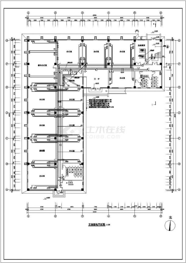 1279平方米某五层办公楼电气施工图-图二