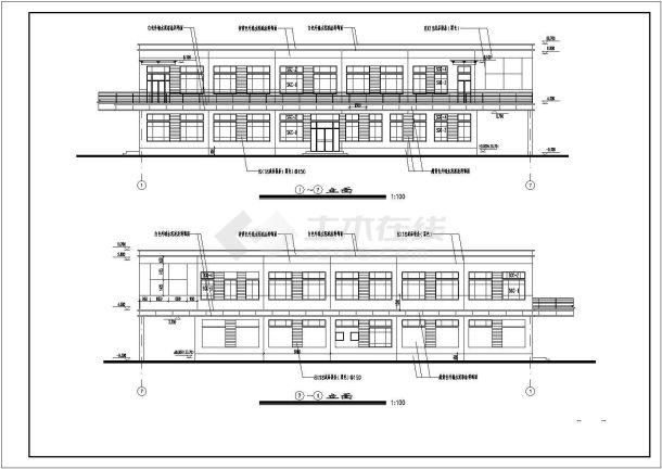 某948平方米二层框架结构综合楼建筑方案图-图一