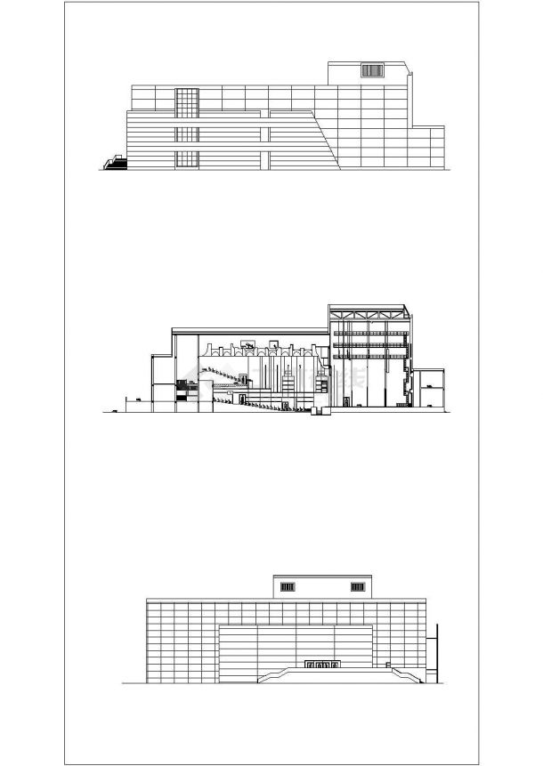 某市15000平方米三层框架结构影剧院建筑方案图-图二