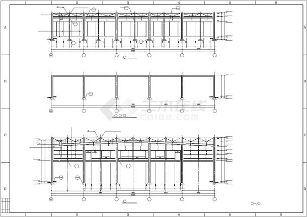 某两层钢框架厂房结构设计图-图一