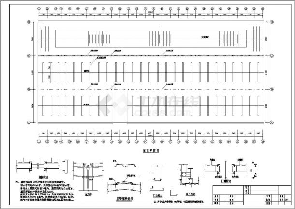 单层轻钢门式刚架结构厂房结构图（含建施、电气）-图一