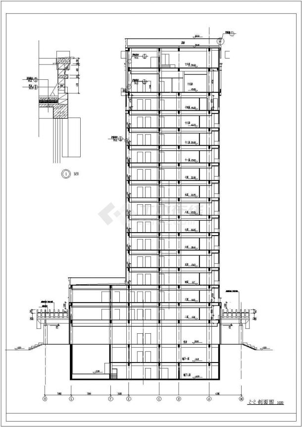 某地十六层医院综合楼建筑施工图纸-图二