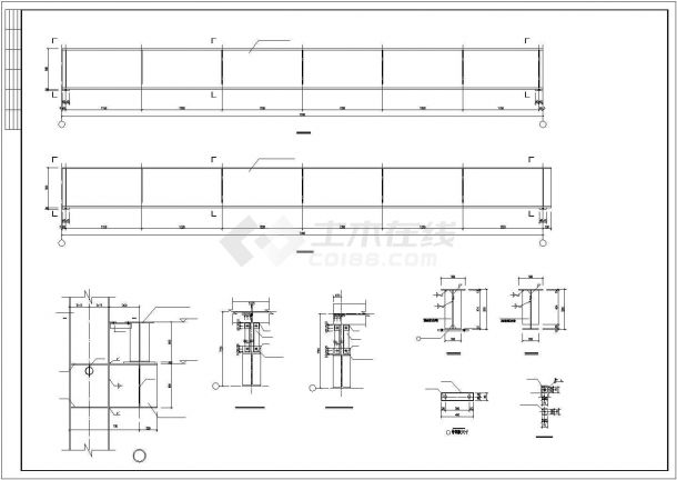 某72m带吊车钢结构厂房结构设计图-图一