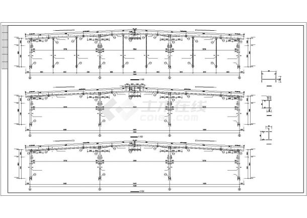 某72m带吊车钢结构厂房结构设计图-图二