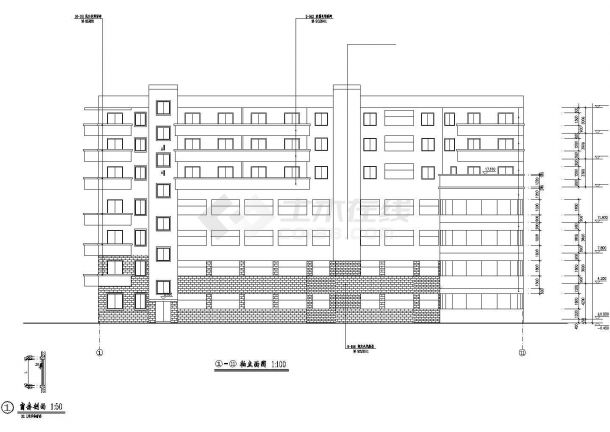 某七层框架结构办公楼建筑毕业设计方案图纸（高24米）-图一