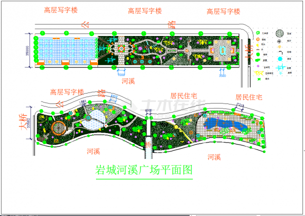 南方某地区大型河岸景观详细设计图纸-图一