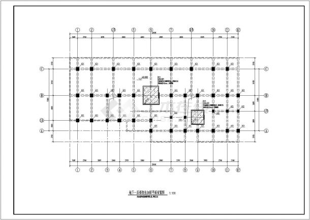 某九层框架结构住宅地下室碳纤维加固图-图二