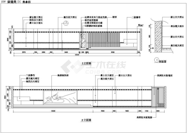 某地区商业街桑拿室的装修施工设计详图-图一