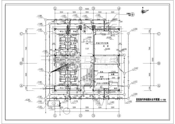 [广东]二层宿舍楼给排水施工图（餐厅、厨房）-图一