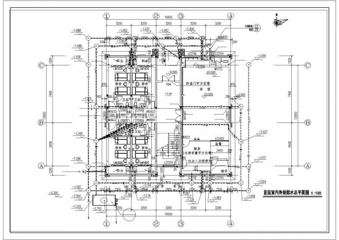 [广东]二层宿舍楼给排水施工图（餐厅、厨房）_图1