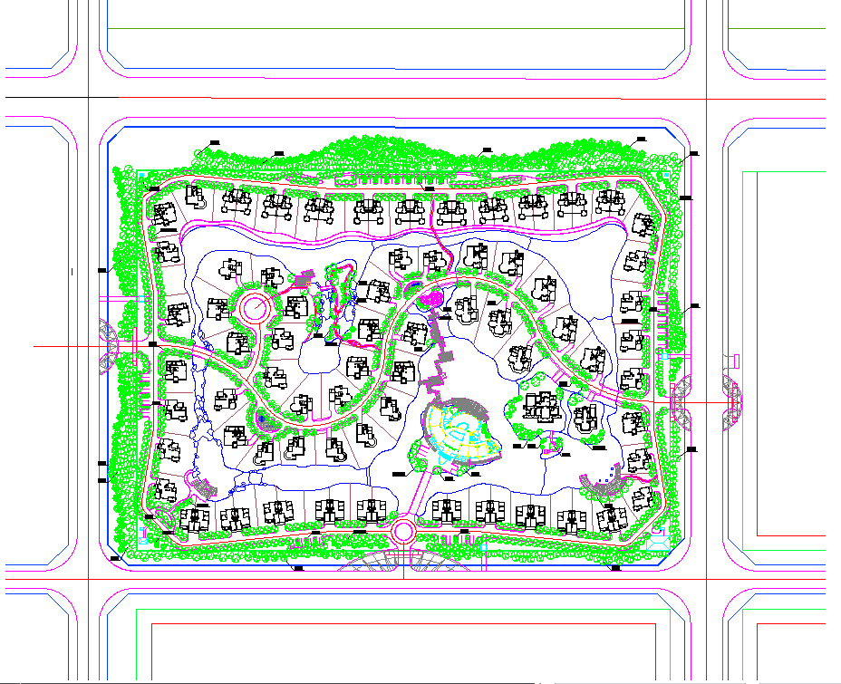 某地区大型现代别墅区规划总平面图