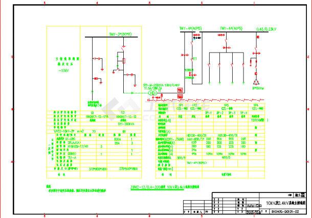工业厂房10KV欧式箱变电气图（含设计说明）-图一