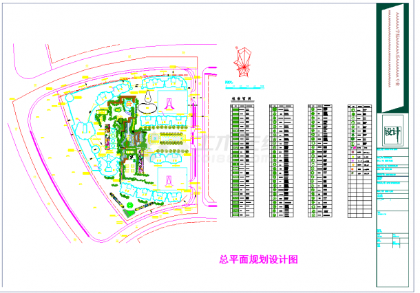大型居住小区总体景观绿化及住宅楼规划CAD平面施工图-图一