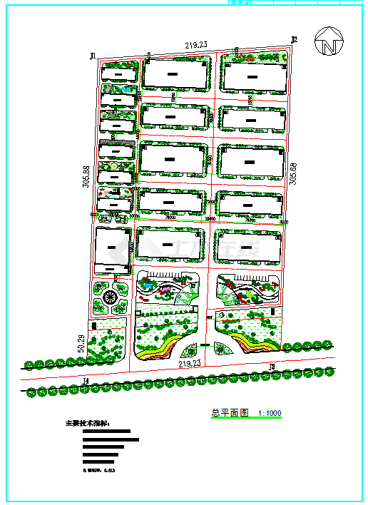 大型厂区规划建设加绿化cad总平面设计图纸-图一