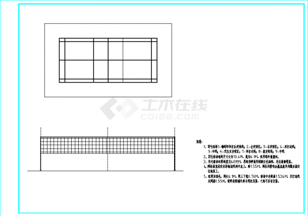 标准篮球场及羽毛球场建施图-图二