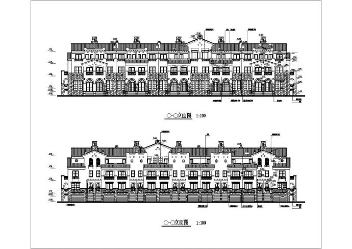 联排三层别墅建筑设计图纸（共7张）_图1