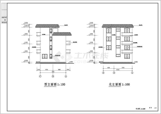 某地三层住宅建筑设计图纸（共7张）-图二