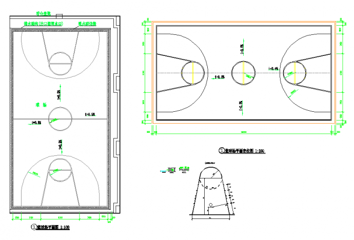 某地区的篮球场全套建筑参考图_图1